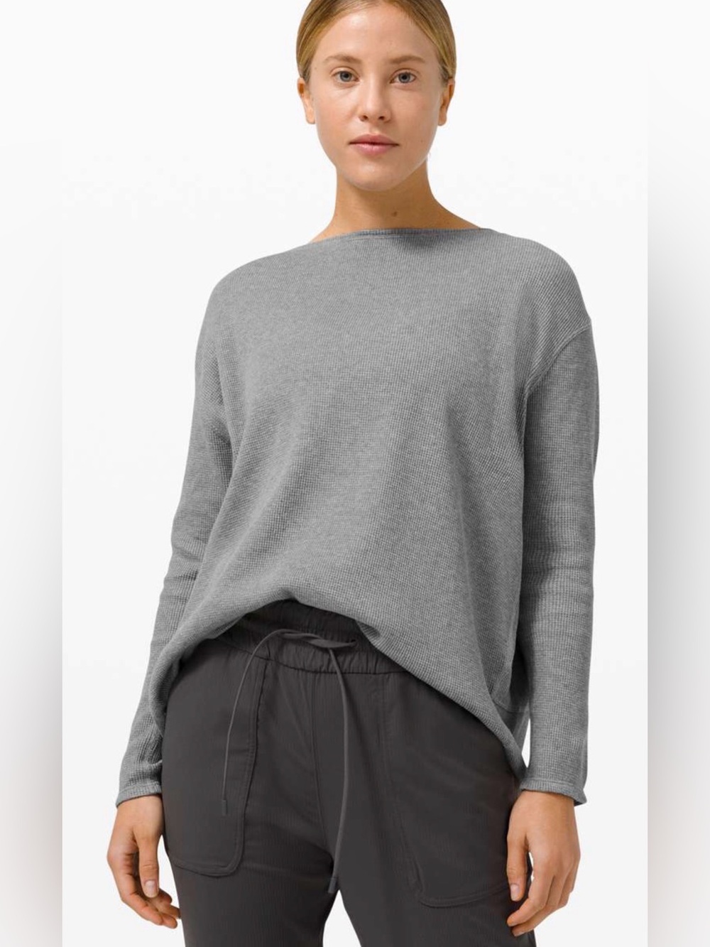 Lululemon Gray Waffle Knit Back in Action